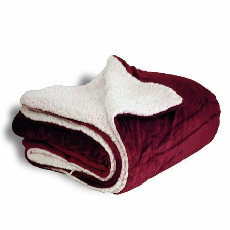 KD BUFE 50 x 60 in. Micro Mink Sherpa Throw Blanket, Burgandy KD2802906